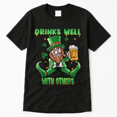 Drinks Well With Others St. Patrick's Day Drunk Beer Funny Tall T-Shirt