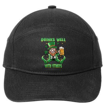 Drinks Well With Others St. Patrick's Day Drunk Beer Funny 7-Panel Snapback Hat