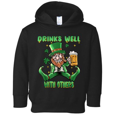 Drinks Well With Others St. Patrick's Day Drunk Beer Funny Toddler Hoodie