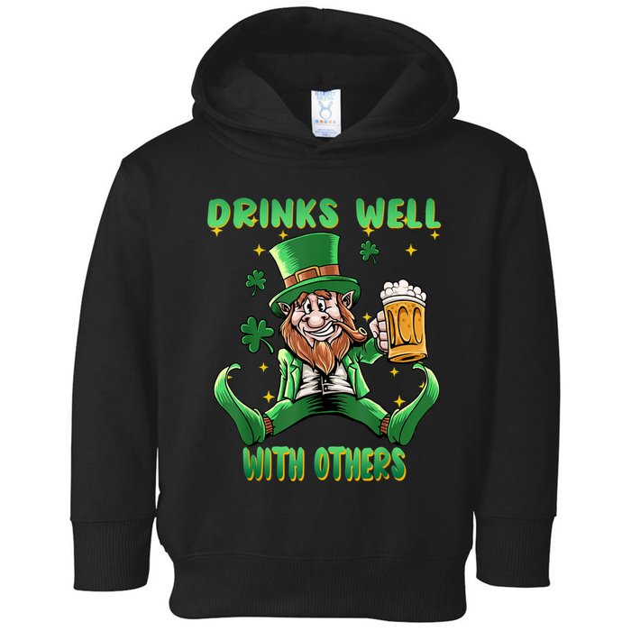 Drinks Well With Others St. Patrick's Day Drunk Beer Funny Toddler Hoodie