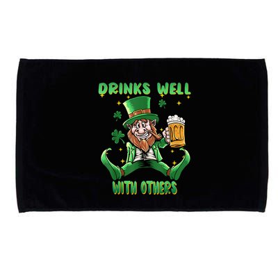 Drinks Well With Others St. Patrick's Day Drunk Beer Funny Microfiber Hand Towel
