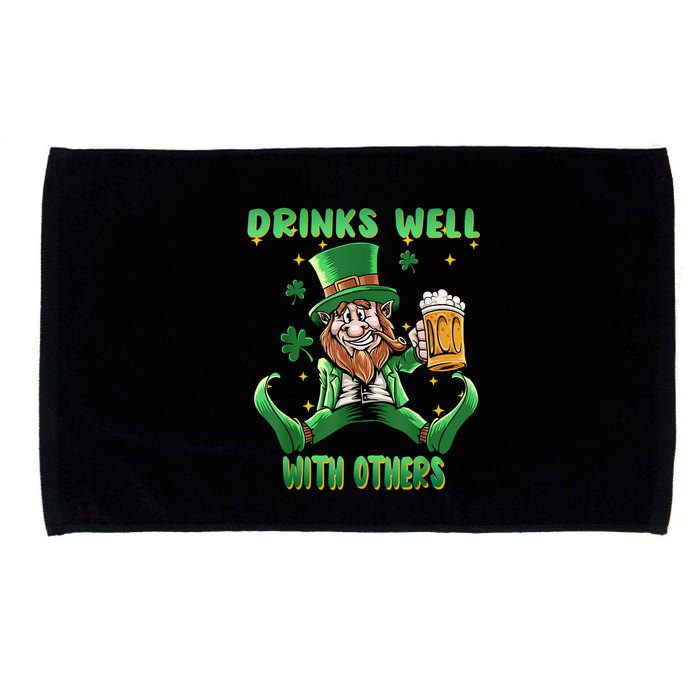 Drinks Well With Others St. Patrick's Day Drunk Beer Funny Microfiber Hand Towel