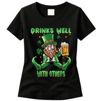 Drinks Well With Others St. Patrick's Day Drunk Beer Funny Womens T-Shirt