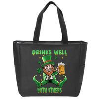 Drinks Well With Others St. Patrick's Day Drunk Beer Funny Zip Tote Bag
