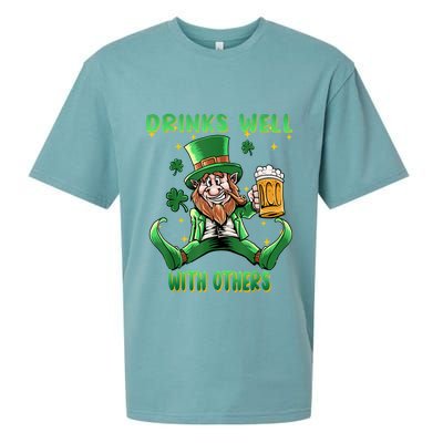 Drinks Well With Others St. Patrick's Day Drunk Beer Funny Sueded Cloud Jersey T-Shirt