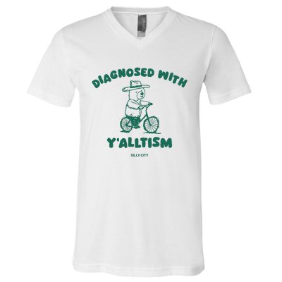 Diagnosed With YAlltism Silly City V-Neck T-Shirt