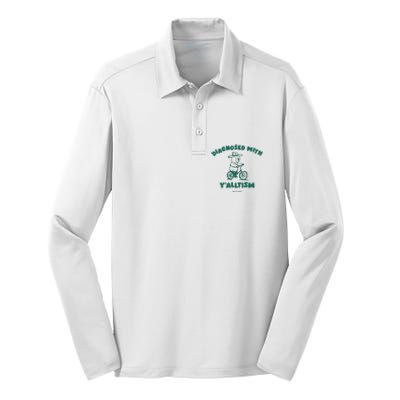 Diagnosed With YAlltism Silly City Silk Touch Performance Long Sleeve Polo