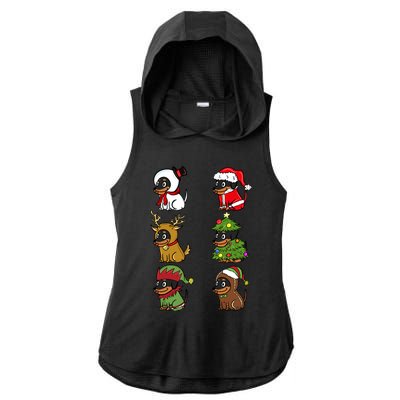 Dachshund Xmas Costumes Funny Dog Christmas Gift Ladies PosiCharge Tri-Blend Wicking Draft Hoodie Tank