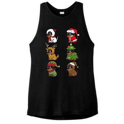 Dachshund Xmas Costumes Funny Dog Christmas Gift Ladies PosiCharge Tri-Blend Wicking Tank