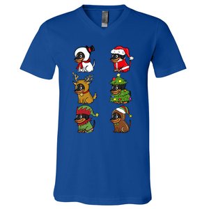 Dachshund Xmas Costumes Funny Dog Christmas Gift V-Neck T-Shirt