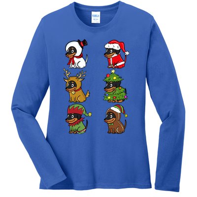 Dachshund Xmas Costumes Funny Dog Christmas Gift Ladies Long Sleeve Shirt