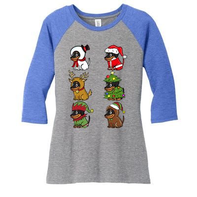 Dachshund Xmas Costumes Funny Dog Christmas Gift Women's Tri-Blend 3/4-Sleeve Raglan Shirt