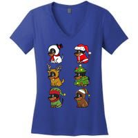 Dachshund Xmas Costumes Funny Dog Christmas Gift Women's V-Neck T-Shirt