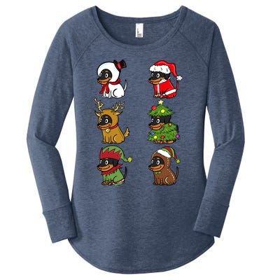 Dachshund Xmas Costumes Funny Dog Christmas Gift Women's Perfect Tri Tunic Long Sleeve Shirt