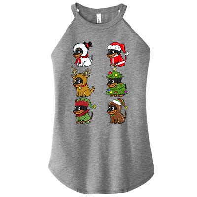 Dachshund Xmas Costumes Funny Dog Christmas Gift Women's Perfect Tri Rocker Tank