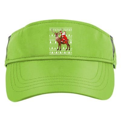 Deer Xmas Holiday Ugly Santa Riding Deer Christmas Funny Gift Adult Drive Performance Visor