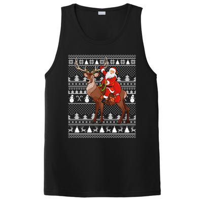 Deer Xmas Holiday Ugly Santa Riding Deer Christmas Funny Gift PosiCharge Competitor Tank