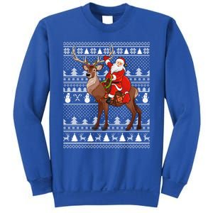 Deer Xmas Holiday Ugly Santa Riding Deer Christmas Funny Gift Sweatshirt