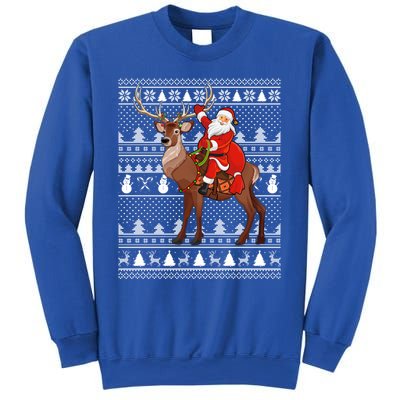 Deer Xmas Holiday Ugly Santa Riding Deer Christmas Funny Gift Sweatshirt