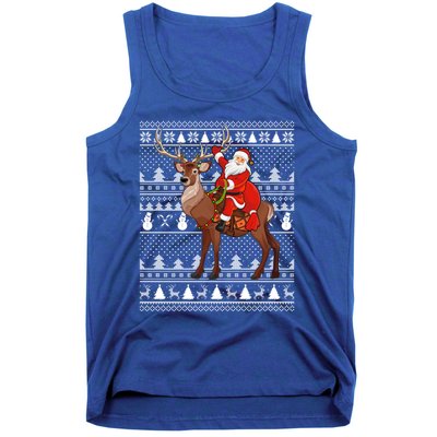 Deer Xmas Holiday Ugly Santa Riding Deer Christmas Funny Gift Tank Top