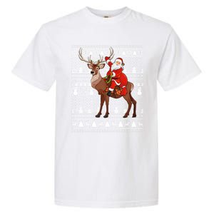 Deer Xmas Holiday Ugly Santa Riding Deer Christmas Funny Gift Garment-Dyed Heavyweight T-Shirt