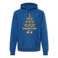 Dinosaur Xmas Lighting Santa T Rex Dinosaur Christmas Tree Meaningful Gift Premium Hoodie