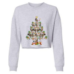 Dinosaur Xmas Lighting Santa T Rex Dinosaur Christmas Tree Meaningful Gift Cropped Pullover Crew