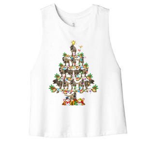 Dinosaur Xmas Lighting Santa T Rex Dinosaur Christmas Tree Meaningful Gift Women's Racerback Cropped Tank