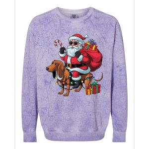 Dachshund Xmas Lighting Santa Riding Dachshund Dog Christmas Colorblast Crewneck Sweatshirt