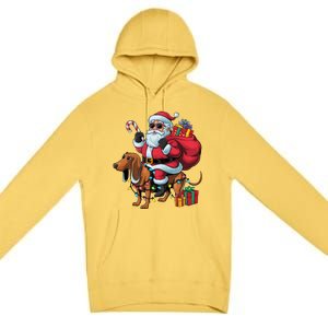 Dachshund Xmas Lighting Santa Riding Dachshund Dog Christmas Premium Pullover Hoodie