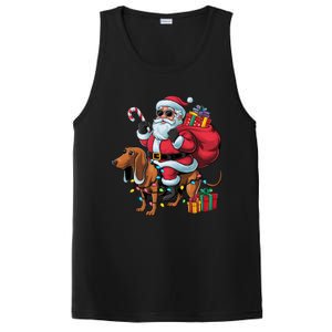 Dachshund Xmas Lighting Santa Riding Dachshund Dog Christmas PosiCharge Competitor Tank