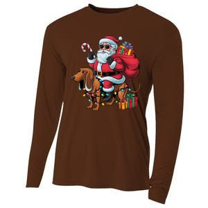 Dachshund Xmas Lighting Santa Riding Dachshund Dog Christmas Cooling Performance Long Sleeve Crew