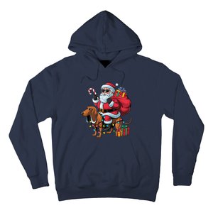 Dachshund Xmas Lighting Santa Riding Dachshund Dog Christmas Hoodie