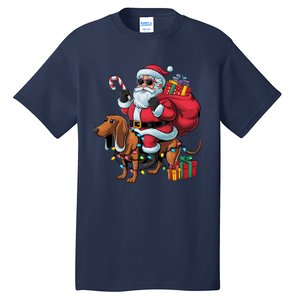 Dachshund Xmas Lighting Santa Riding Dachshund Dog Christmas Tall T-Shirt