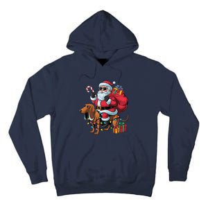 Dachshund Xmas Lighting Santa Riding Dachshund Dog Christmas Tall Hoodie