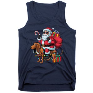 Dachshund Xmas Lighting Santa Riding Dachshund Dog Christmas Tank Top