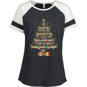 Dinosaur Xmas Lighting Santa T Rex Dinosaur Christmas Tree Cool Gift Enza Ladies Jersey Colorblock Tee