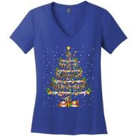 Dinosaur Xmas Lighting Santa T Rex Dinosaur Christmas Tree Cool Gift Women's V-Neck T-Shirt