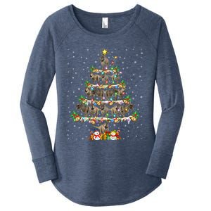 Dinosaur Xmas Lighting Santa T Rex Dinosaur Christmas Tree Cool Gift Women's Perfect Tri Tunic Long Sleeve Shirt