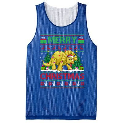 Dinosaur Xmas Lighting Santa Hat Ugly Triceratops Christmas Gift Mesh Reversible Basketball Jersey Tank