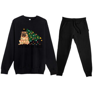 Dog Xmas Tree Lights It Is Not My Fault Pug Christmas Cute Gift Premium Crewneck Sweatsuit Set