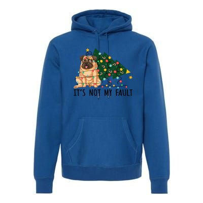 Dog Xmas Tree Lights It Is Not My Fault Pug Christmas Cute Gift Premium Hoodie