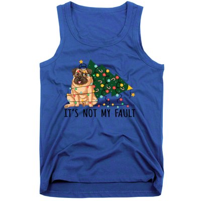 Dog Xmas Tree Lights It Is Not My Fault Pug Christmas Cute Gift Tank Top