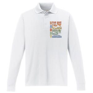 Daddy You Are As Strong As Dinosaur Performance Long Sleeve Polo