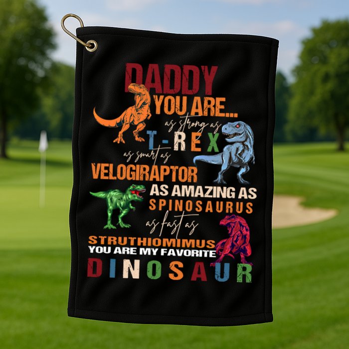Daddy You Are As Strong As T Rex Funny Dinosaur Father's Day Gift Golf Towel