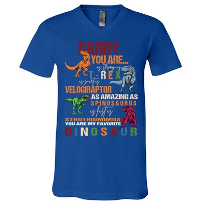 Daddy You Are As Strong As T Rex Funny Dinosaur Father's Day Gift V-Neck T-Shirt