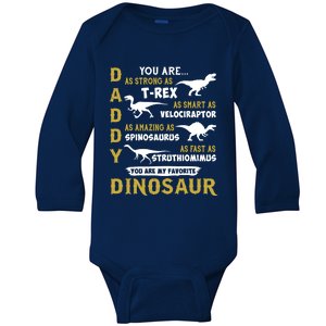 Daddy You Are As Strong T Rex Dinosaur Fathers Day 2021 Gift Baby Long Sleeve Bodysuit