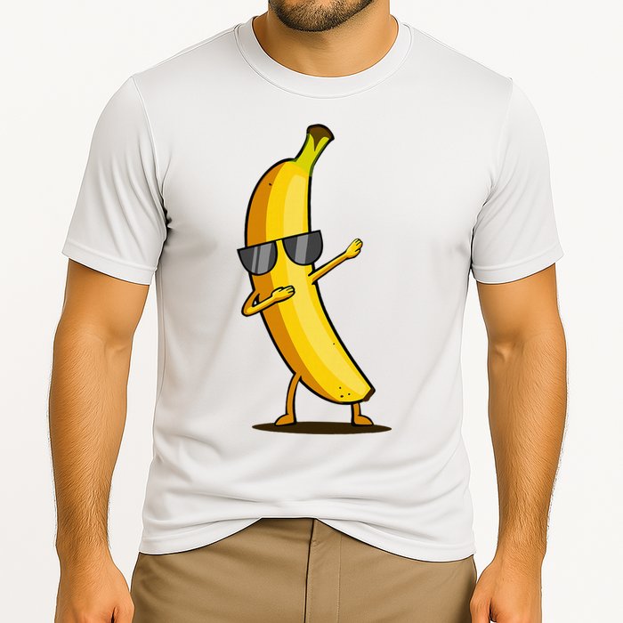 Dabbing Yellow Banana Dab Funny Dancing Fruit Cooling Performance Crew T-Shirt