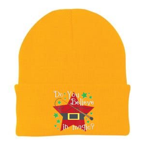 Do You Believe In Magic Santa Claus Wand Stars Vneck Knit Cap Winter Beanie