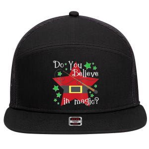 Do You Believe In Magic Santa Claus Wand Stars Vneck 7 Panel Mesh Trucker Snapback Hat